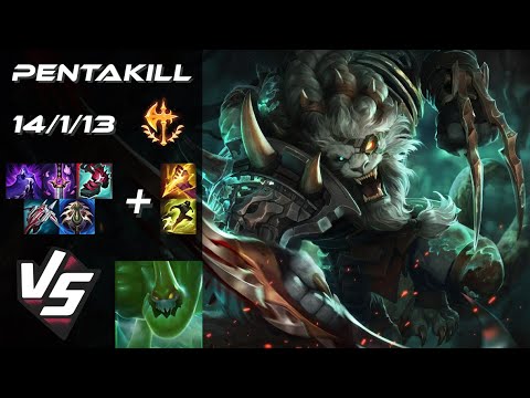 JUNGLE Rengar vs Zac [PENTAKILL] - NA Grandmaster Patch 25.22
