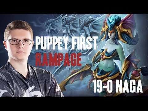 Puppey Naga Siren First ever career Rampage. 19-0 KDA and insane micro!