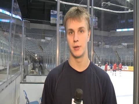 Komets goalie Andrey Makarov at practice on November 12, 2013.