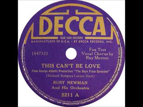 Ray Morton with Ruby Newman and His Orchestra – This Can't Be Love, 1938