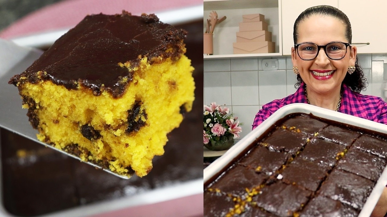 BOLO DE CENOURA FOFÍSSIMO COM CASQUINHA DE CHOCOLATE! FÁCIL DEMAIS DE FAZER! - Isamara Amâncio