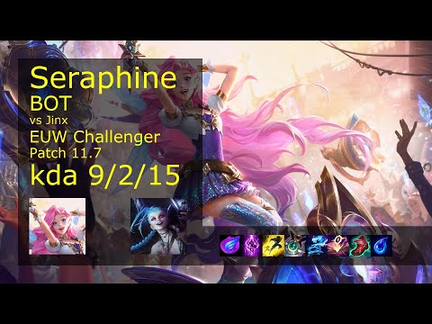 Seraphine Bot vs Jinx - EUW Challenger 9/2/15 Patch 11.7 Gameplay