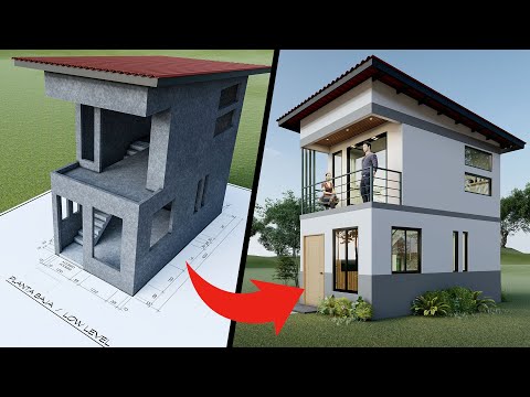 DESIGN of a SMALL and PRETTY house, plans of SMALL TWO-FLOOR houses (3x6 meters)