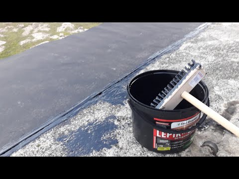 DIY garage repair. Part 3, glue pape with cold adhesive. Video