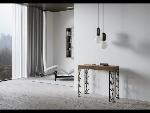 Console extensible design bois et acier anthracite Kiza