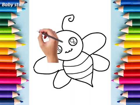 تعليم رسم الحمامة و النحلة و الفازة للاطفال | how to draw dove, bee a nd vase | بيبى ستار هنا hana