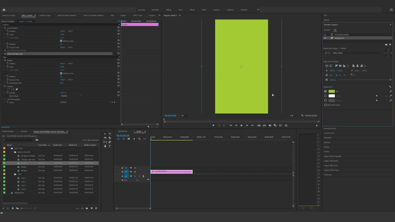 How to edit the Social Media Summer Sale Story in Premiere Pro