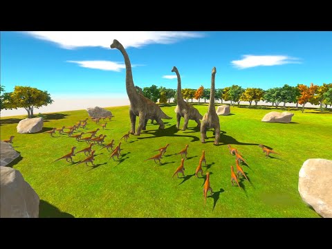 BRACHIOSAURUS HERD vs CARNIVORE DINOSAURS (Animal Revolt Battle Simulator)