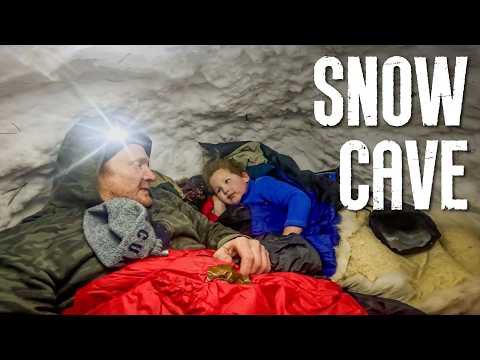 Winter Survival Camping in a Snow Cave with my 4-Year Old Son