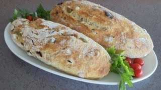 No-Knead Mediterranean Olive Bread (Easy... No Mixer... No Yeast Proofing)
