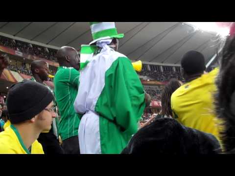 Nigerian bell ringer at Korea game