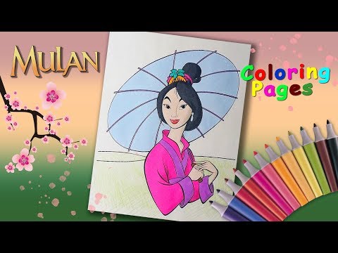 Coloring Mulan Disney Princess.  Disney Coloring Pages for Girls. Video