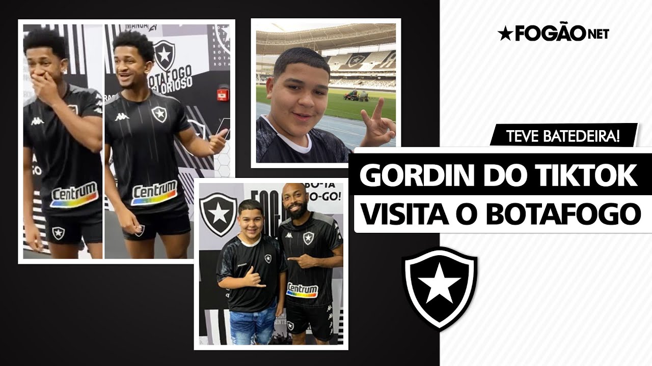 O moleque é brabo! ‘Gordin do TikTok’ tira onda e surpreende Warley em visita ao Botafogo 🕺🏽🏟️😅