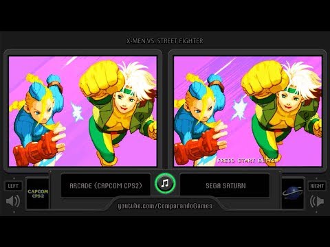 Dual Longplay [39] X-Men vs. Street Fighter (Arcade vs Sega Saturn) Side by Side Comparison