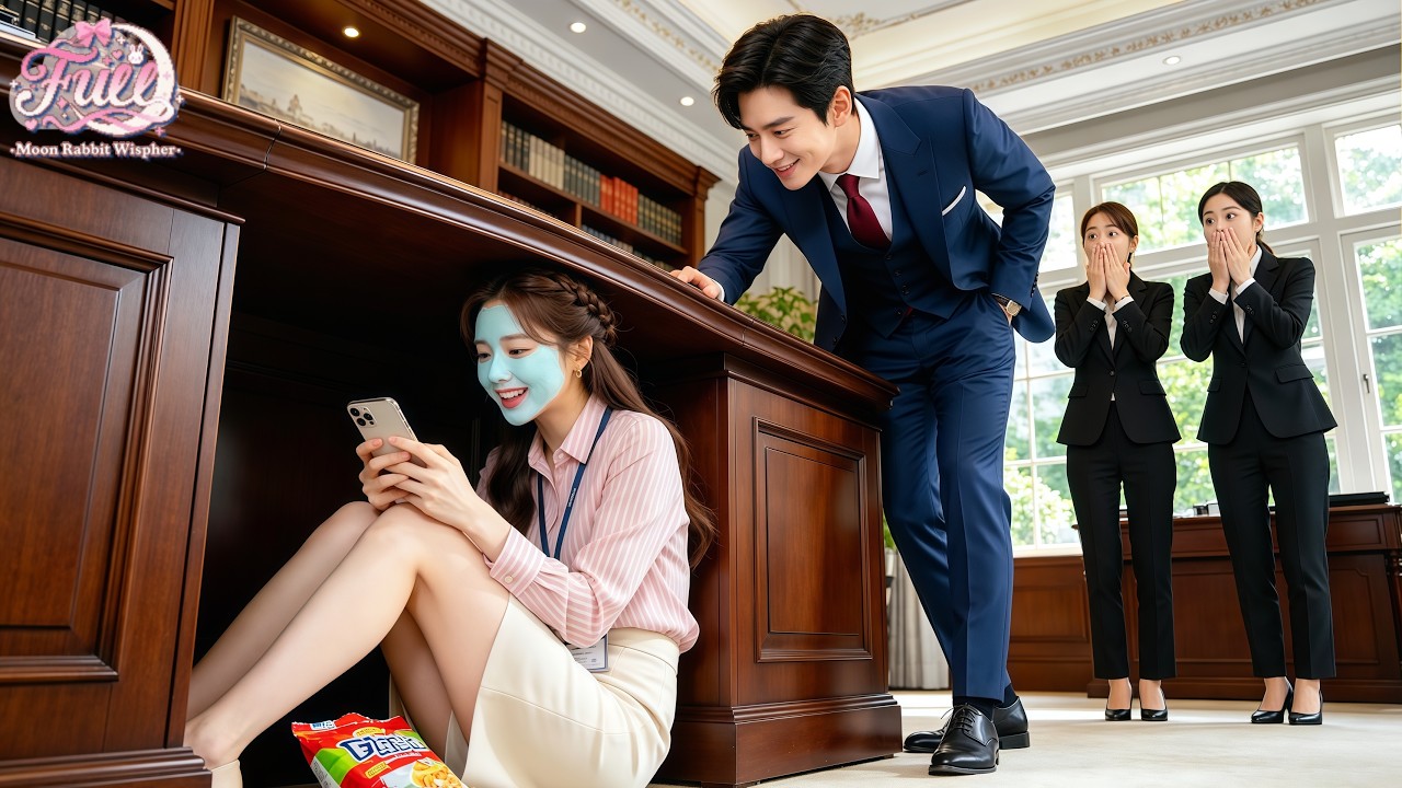 Everyone Dresses Up for CEO Meeting,Only Intern Under Table with Sheet Mask & Plays Games—CEO Falls!