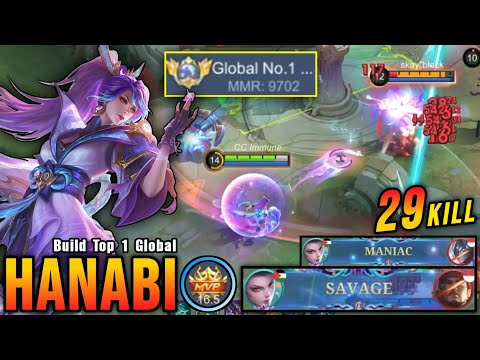 29 Kills + SAVAGE & MANIAC!! 9.700+ MMR Hanabi Brutal Damage!! - Build Top 1 Global Hanabi ~ MLBB