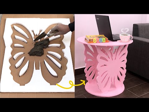 DIY Home Decoration || A lovely pink coffee table made of cement // Cement craft ideas