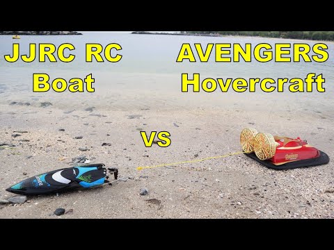 Avengers Endgame RC Hovercraft VS JJRC RC Boat (Pull Off Challenge) TUG of WAR