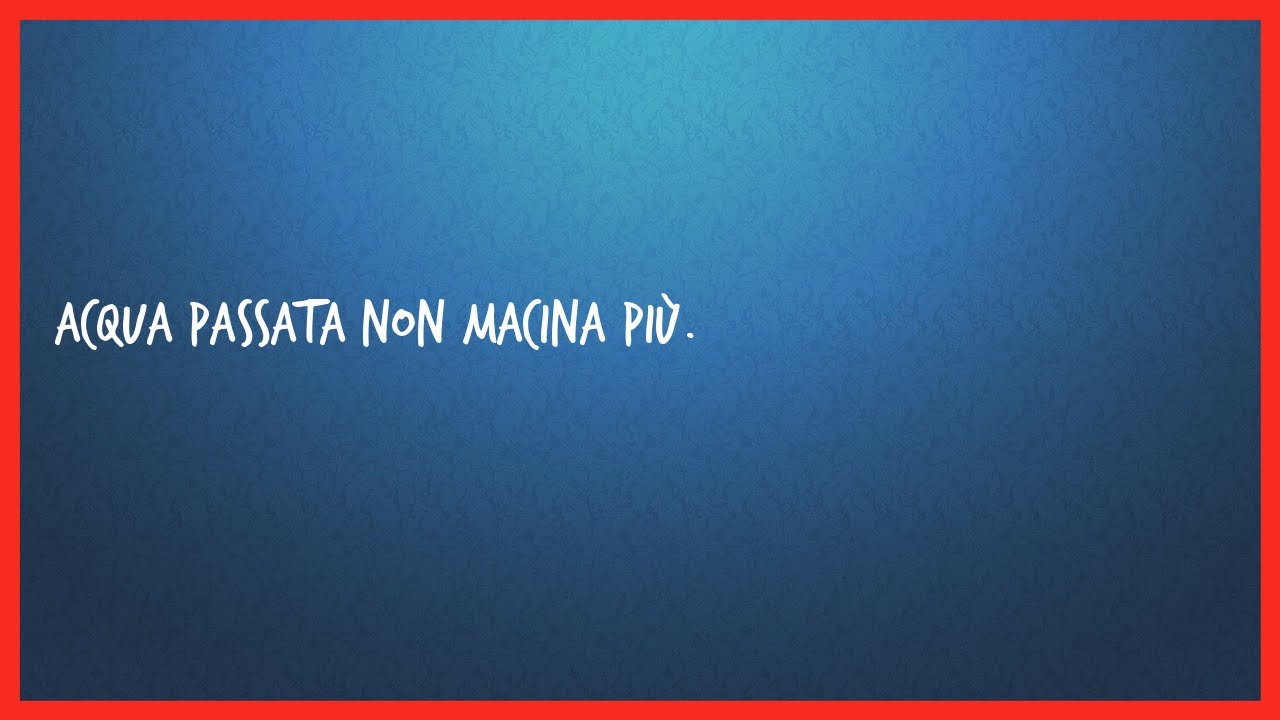 Acqua passata non macina più.