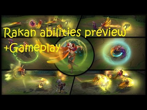 LOL Rakan abilities preview+gameplay