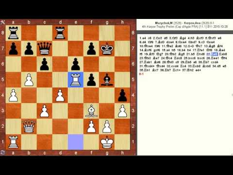 Chess Game: Mariya Muzychuk (UKR) vs Anatoly Karpov (RUS) 0-1 "11.1", Cap d'Agde 2015