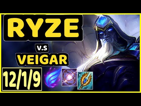 ABBEDAGGE (RYZE) vs VEIGAR - 12/1/9 KDA MID GAMEPLAY - EUW Ranked MASTER