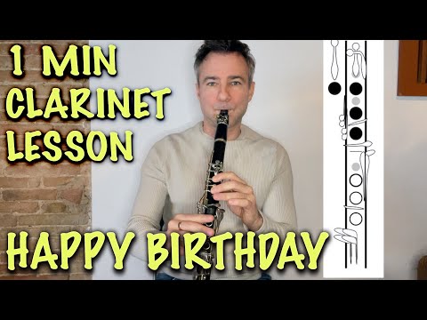 learn to play Happy Birthday: clarinet solo: 1 minute free lesson! (for beginners)