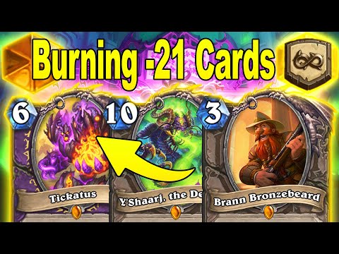 Eating & Burning -21 Cards From My Opponent's Deck With Tickatus At Titans Mini-Set | Hearthstone