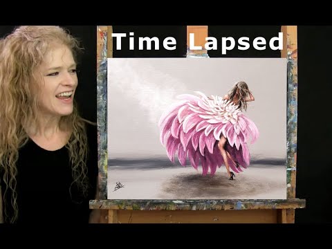 TIME LAPSE - How to Paint DAHLIA DANCER with Acrylic