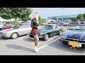 4k Granate Styling Walking In Public Excursion Classiccar Club LowerAustria Miniskirt Stockings