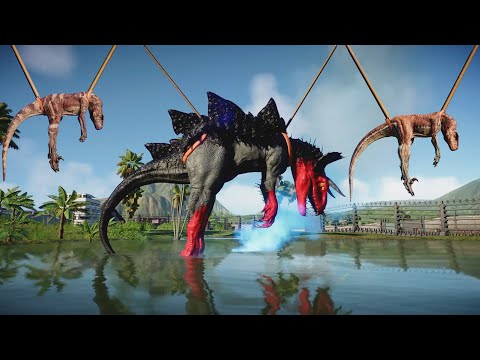T Rex Colors Pack vs Ultimasaurus vs Atrociraptor  Dinosaurs Fighting in Jurassic World Ev 2