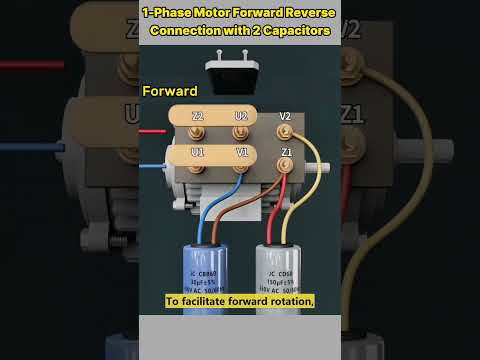 Single Phase Motor Forward Reverse Wiring with 2 Capacitors #shorts #howto #singlephasemotor
