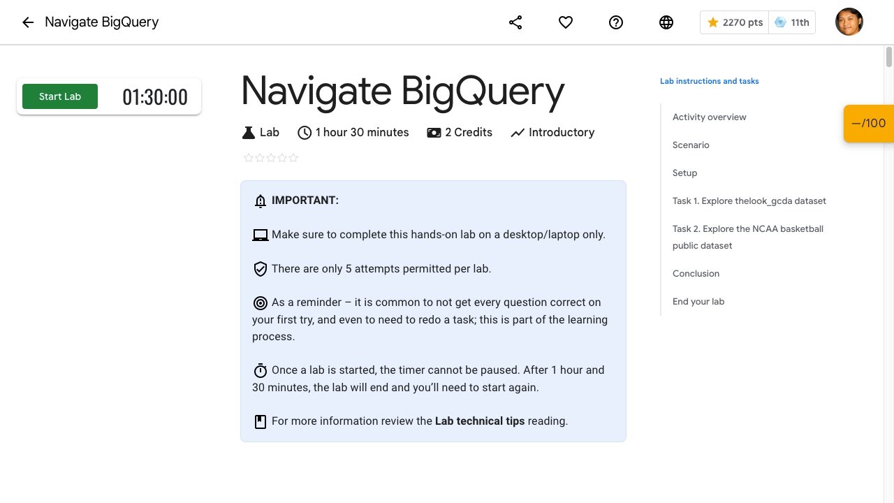 Navigate BigQuery