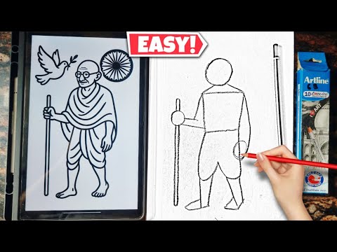 How to draw Mahatma Gandhiji | Independence day drawing | Gandhi jayanti drawing ✨️