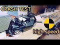 ⭐️ CRASH TEST 🚗 vw golf 1:24 scale JADE diecast car model damage accident high speed SLOW MOTION toy