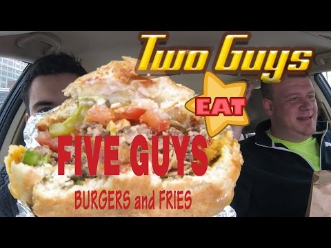 FIVE GUYS ☆Two Guys EATING FIVE GUYS BURGERS☆ Food Review!!!