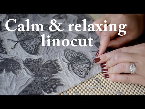 Calm and Slow Art ASMR | Linocut printmaking process | Linoprint start to finish