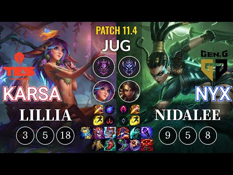 TES Karsa Lillia vs GEN.A Nyx Nidalee Jungle - KR Patch 11.4