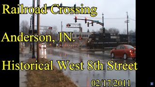 preview picture of video 'Railroad Crossing: Historical West 8th Street, Anderson, IN. NS Line'