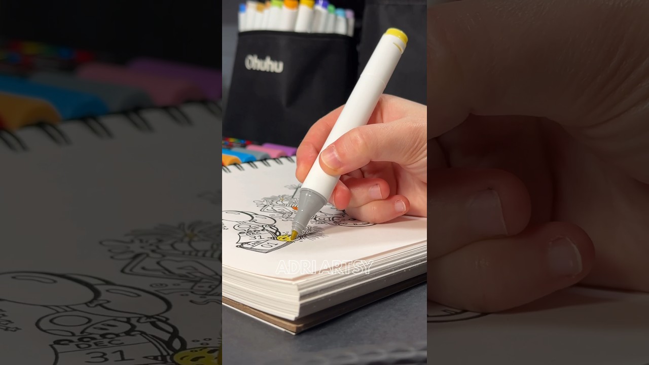 Drawing a NEW YEAR’S 2024 Doodle with Ohuhu Markers! #shorts @ohuhuart_official