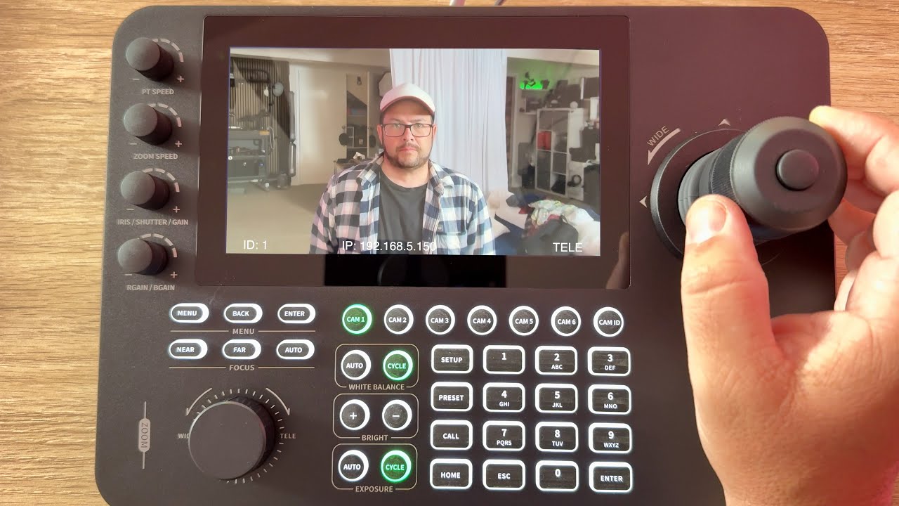 Tenveo NDI PTZ Camera Joystick Controller, 7’’ LCD Quad-Screen Real-time Preview, 4D Joystick