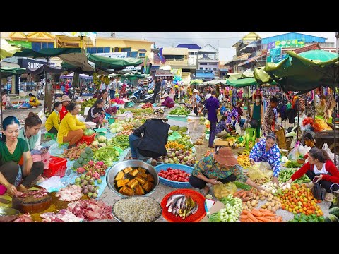 Walk Around Takeo Market Food - Cambodian Routine Food & Lifestyle @ Countryside