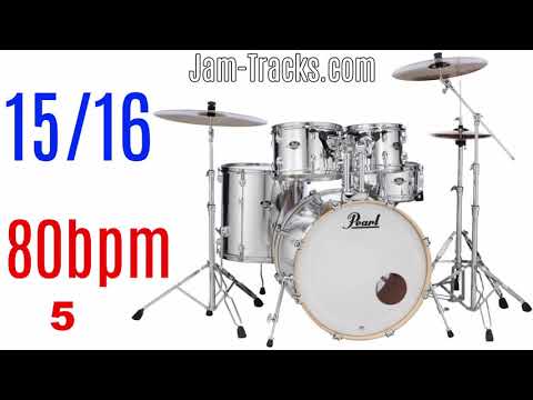 15/16 Odd Time beat Drums only Backing Track Tempo 80bpm