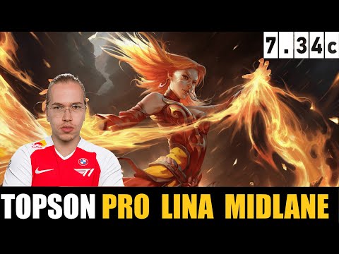 TOPSON- PLAYING LINA  MIDLANE 7.34C - DOTA 2 HIGHEST MMR MATCH #dota2  #dota2gameplay