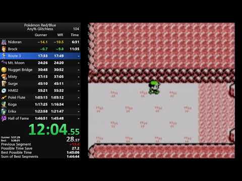 Pokemon Red Any% Glitchless Speedrun in 1:45:21 [Former World Record]