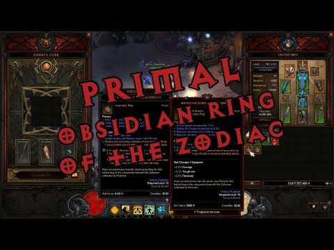 Diablo III Season 12 - Crafting a Primal Ancient Obsidian Ring of the Zodiac