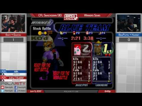 CFL Smackdown 130 Melee - Envy + Gahtzu vs Biggpappa + Harriet - Doubles Winners Semis