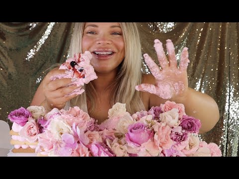 ASMR IT'S MY BIRTHDAY! (cake smashing, eating, whisper)