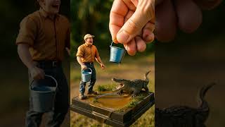 Download lagu Crocodile Splash 😂🐊 #MiniFigureLife funny wildlife scene tiny realism creative miniature diorama mp3