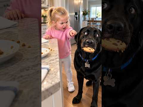 Our Dog Ate Her Cookie While She Got a Napkin 😂🍪 #ToddlerAndDog #LabradorRetriever #CookieTheif